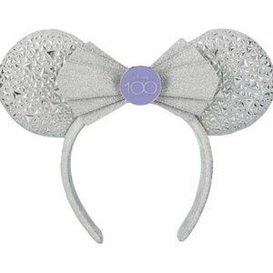 Disney Parks 100th Anniversary Platinum Minnie Headband Ears Cast Member Only